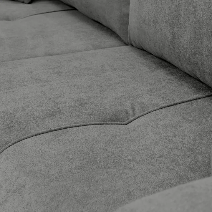 Divano letto 3 posti 248x90cm con contenitore in tessuto velo grigio scuro Floty