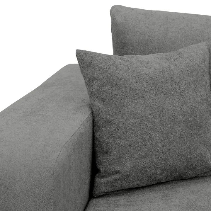 Divano letto 3 posti 248x90cm con contenitore in tessuto velo grigio scuro Floty