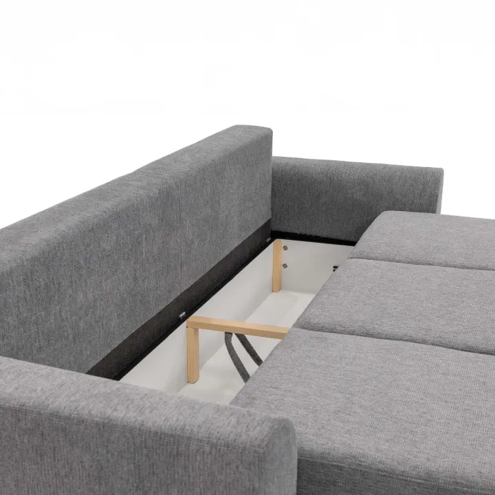 Divano letto 3 posti 248x110cm con contenitore grigio scuro Novera