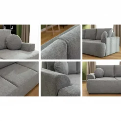 Divano letto 3 posti 248x110cm con contenitore grigio scuro Novera