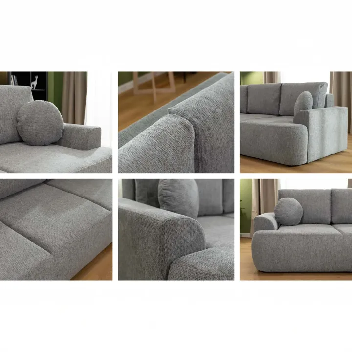 Divano letto 3 posti 248x110cm con contenitore grigio scuro Novera