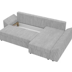 Divano letto 3 posti 240x140cm matrimoniale angolare reversibile velluto a coste grigio Appia