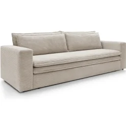Divano letto 3 posti 244x95cm velluto a coste beige Restful