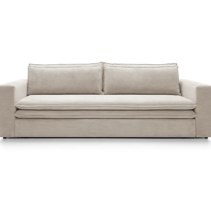 Divano letto 3 posti 244x95cm velluto a coste beige Restful