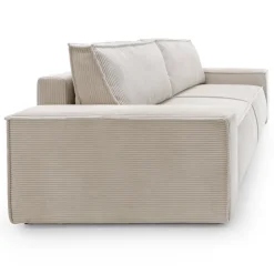 Divano letto 3 posti 257x106cm velluto a coste beige Snuggle