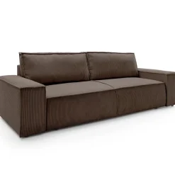 Divano letto 3 posti 257x106cm velluto a coste marrone Snuggle