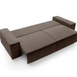 Divano letto 3 posti 257x106cm velluto a coste marrone Snuggle