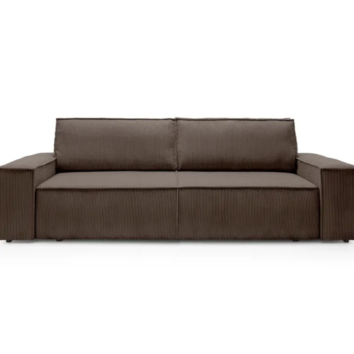 Divano letto 3 posti 257x106cm velluto a coste marrone Snuggle