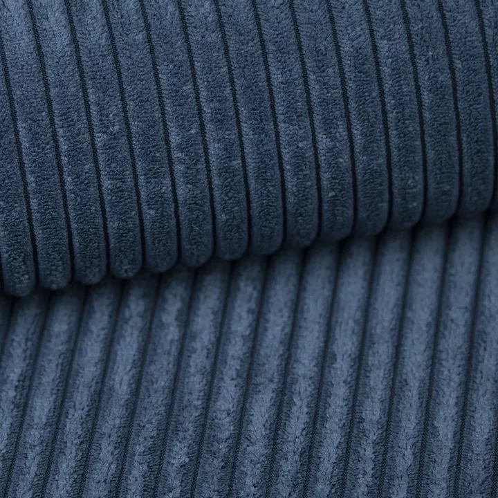 Divano letto 3 posti 257x106cm velluto a coste blu Snuggle