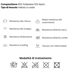 Divano letto 3 posti 257x106cm velluto a coste antracite Snuggle