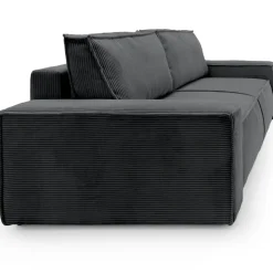 Divano letto 3 posti 257x106cm velluto a coste antracite Snuggle