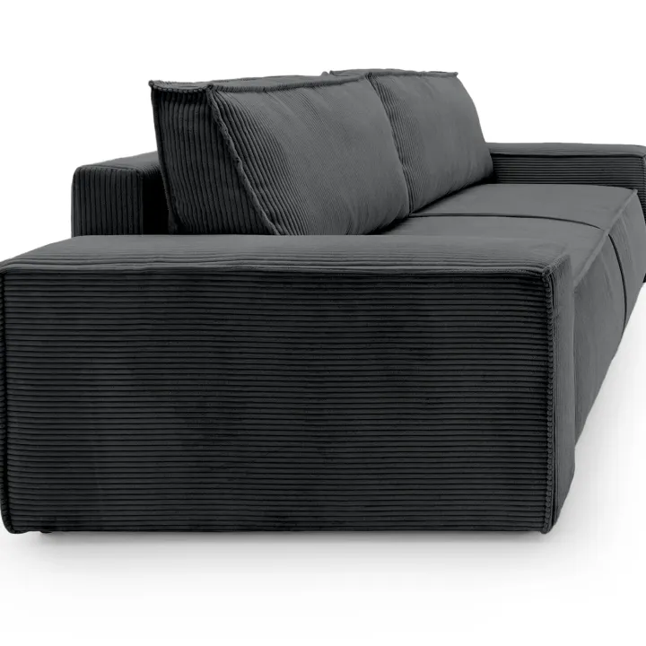 Divano letto 3 posti 257x106cm velluto a coste antracite Snuggle