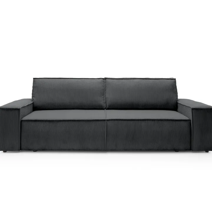 Divano letto 3 posti 257x106cm velluto a coste antracite Snuggle