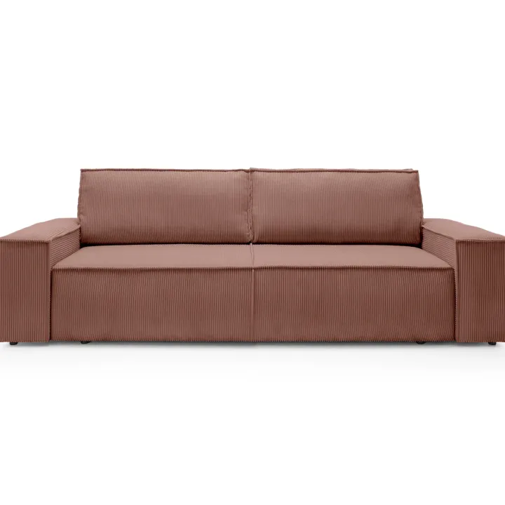 Divano letto 3 posti 257x106cm velluto a coste rosa Snuggle