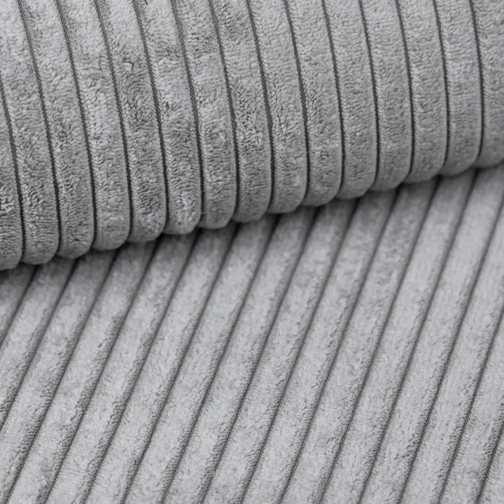 Divano letto 3 posti 257x106cm velluto a coste grigio chiaro Snuggle