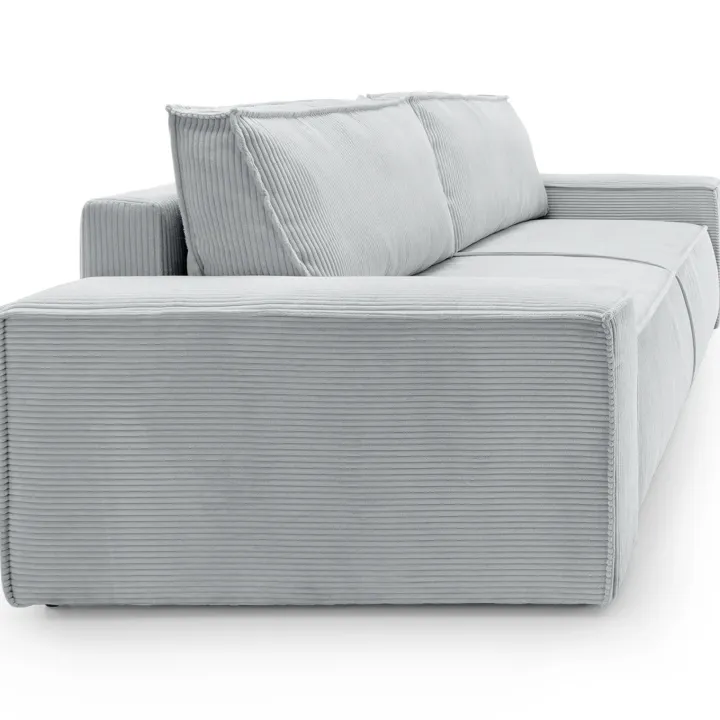 Divano letto 3 posti 257x106cm velluto a coste grigio chiaro Snuggle