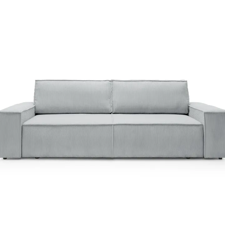 Divano letto 3 posti 257x106cm velluto a coste grigio chiaro Snuggle