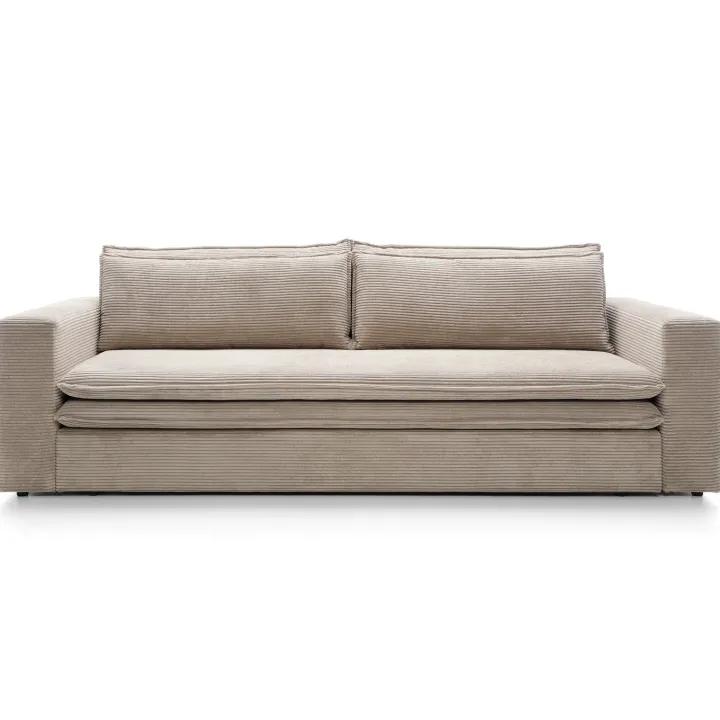 Divano letto 3 posti 244x95cm velluto a coste tortora Restful