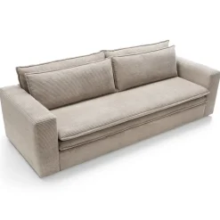 Divano letto 3 posti 244x95cm velluto a coste tortora Restful