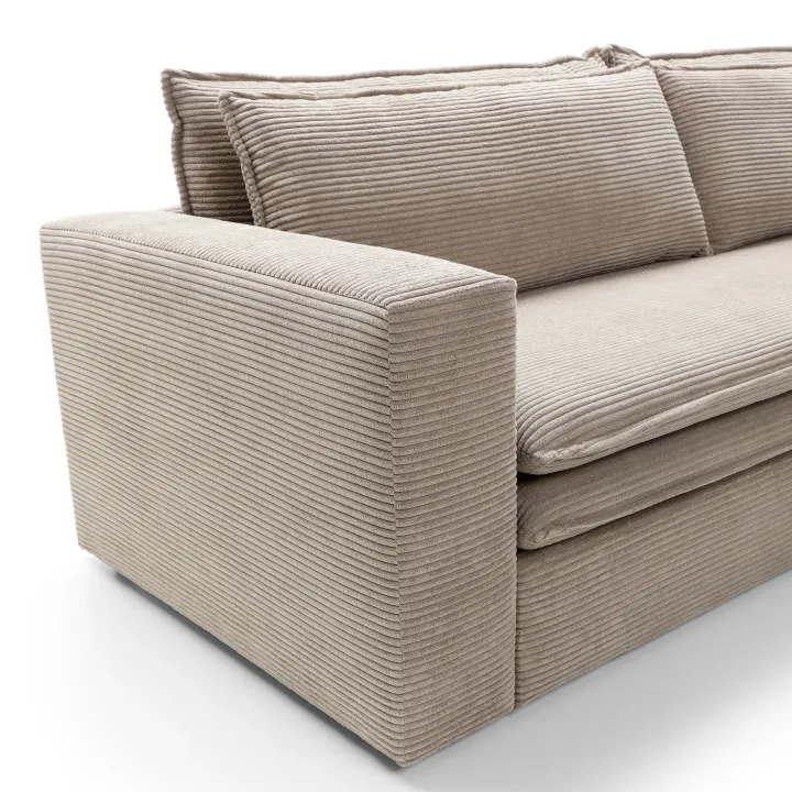 Divano letto 3 posti 244x95cm velluto a coste tortora Restful