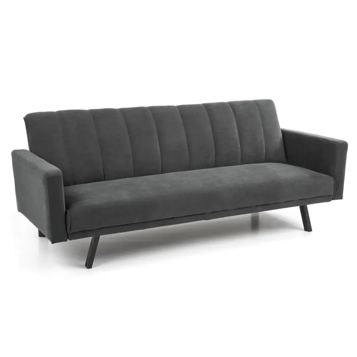 Divano letto 3 posti 192x82 cm velluto grigio scuro Nespolo