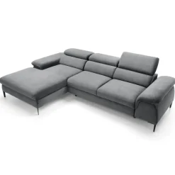 Divano letto regolabile angolare sinistra 4 posti 288x182cm tessuto grigio chiaro Loungey