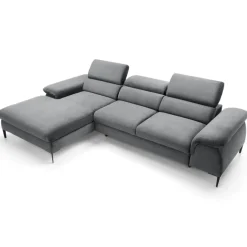 Divano letto regolabile angolare sinistra 4 posti 288x182cm tessuto grigio chiaro Loungey