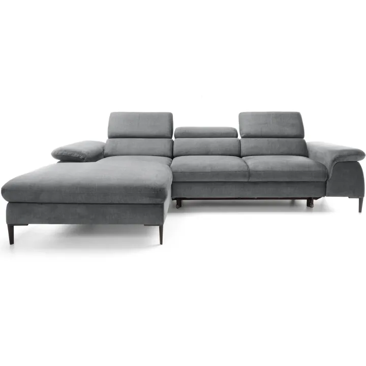 Divano letto regolabile angolare sinistra 4 posti 288x182cm tessuto grigio chiaro Loungey