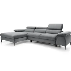 Divano letto regolabile angolare sinistra 4 posti 288x182cm tessuto grigio chiaro Loungey