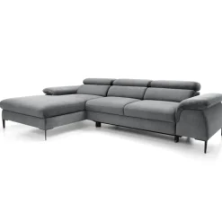 Divano letto regolabile angolare sinistra 4 posti 288x182cm tessuto grigio chiaro Loungey