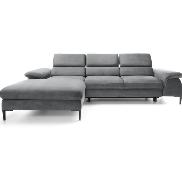 Divano letto regolabile angolare sinistra 4 posti 288x182cm tessuto grigio chiaro Loungey