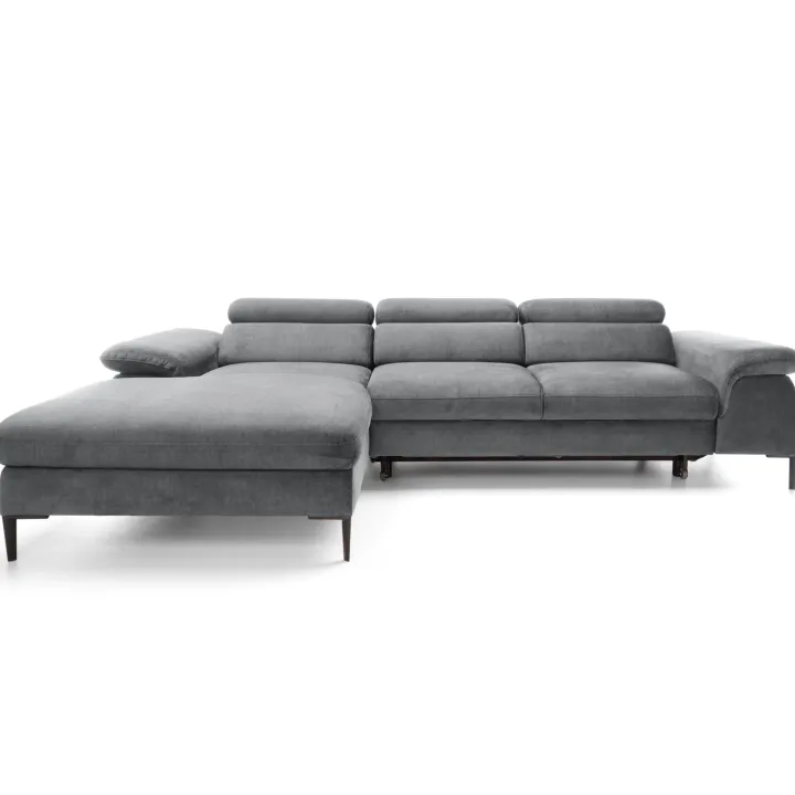 Divano letto regolabile angolare sinistra 4 posti 288x182cm tessuto grigio chiaro Loungey