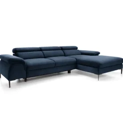 Divano letto regolabile angolare destra 4 posti 288x182cm tessuto blu Loungey
