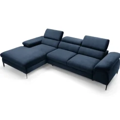Divano letto regolabile angolare sinistra 4 posti 288x182cm tessuto blu Loungey
