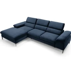 Divano letto regolabile angolare sinistra 4 posti 288x182cm tessuto blu Loungey