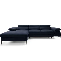 Divano letto regolabile angolare sinistra 4 posti 288x182cm tessuto blu Loungey
