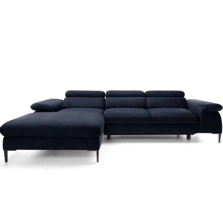 Divano letto regolabile angolare sinistra 4 posti 288x182cm tessuto blu Loungey