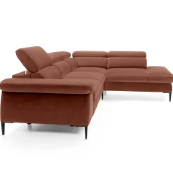 Divano letto regolabile angolare destra 5 posti 280x214cm tessuto arancio corallo Snuggity