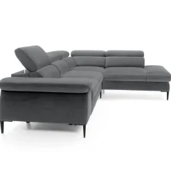 Divano letto regolabile angolare destra 5 posti 280x214cm tessuto grigio Snuggity