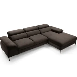Divano letto regolabile angolare destra 4 posti 288x182cm tessuto marrone Loungey