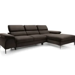 Divano letto regolabile angolare destra 4 posti 288x182cm tessuto marrone Loungey