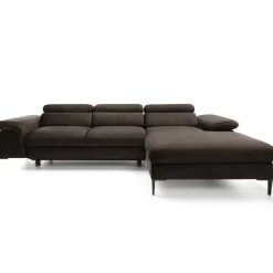 Divano letto regolabile angolare destra 4 posti 288x182cm tessuto marrone Loungey