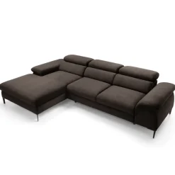 Divano letto regolabile angolare sinistra 4 posti 288x182cm tessuto marrone Loungey