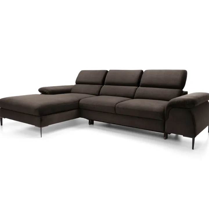 Divano letto regolabile angolare sinistra 4 posti 288x182cm tessuto marrone Loungey