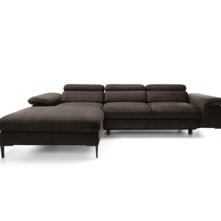 Divano letto regolabile angolare sinistra 4 posti 288x182cm tessuto marrone Loungey