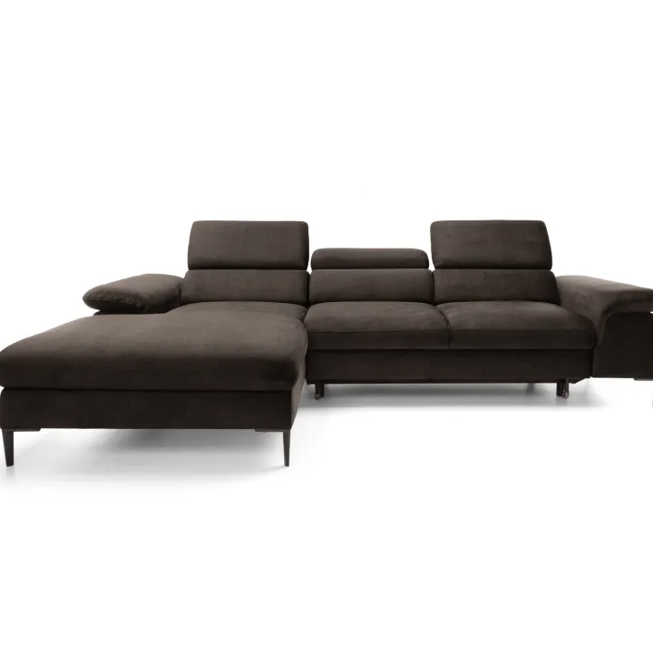Divano letto regolabile angolare sinistra 4 posti 288x182cm tessuto marrone Loungey
