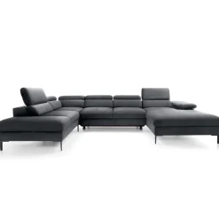 Divano letto regolabile angolare sinistro 5 posti 353x214cm tessuto grigio scuro Calmora