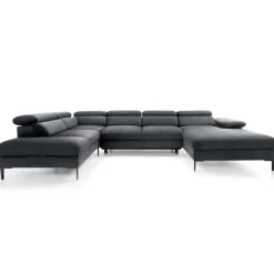 Divano letto regolabile angolare sinistro 5 posti 353x214cm tessuto grigio scuro Calmora