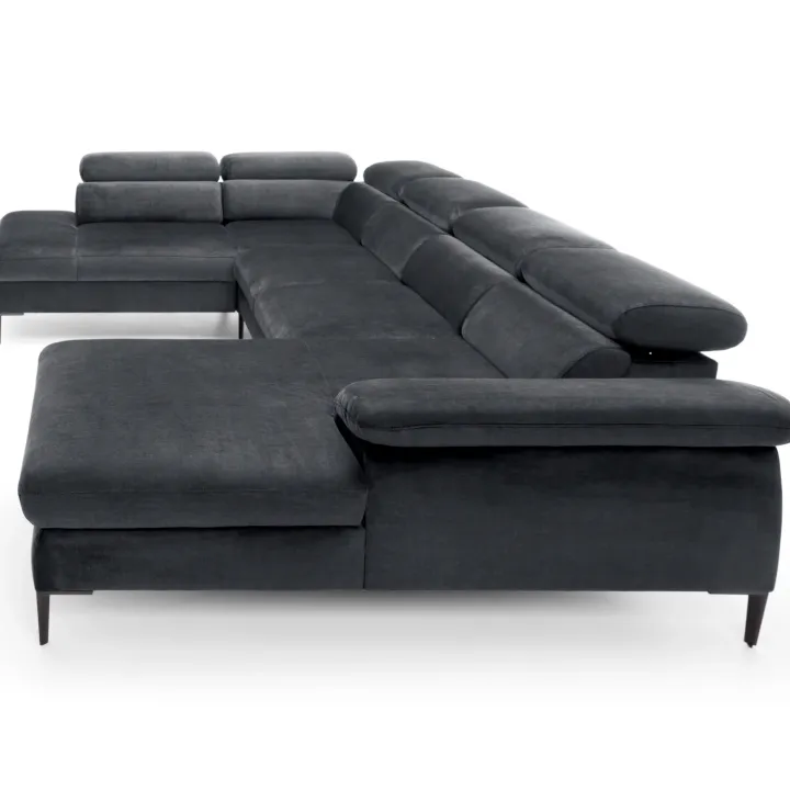 Divano letto regolabile angolare sinistro 5 posti 353x214cm tessuto grigio scuro Calmora