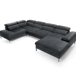 Divano letto regolabile angolare sinistro 5 posti 353x214cm tessuto grigio scuro Calmora